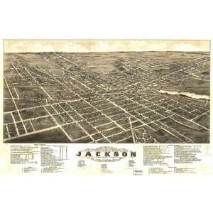 Historic Panoramic Map Panoramic view of the city of Jackson, Michigan 