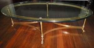 La Barge Hollywood Regency Brass Oval Coffee Table  