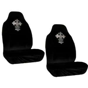Greek Cross Gem Crystals Studded Rhinestone Bucket Seat Covers   Pair