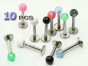 10x 3mm Ball Labret Lip Bar Ring Stud Piercing Bar new  