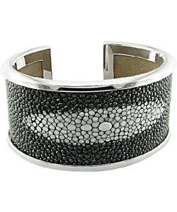   Silver Faux Stingray Leather Cuff Bracelet (case of 6)  