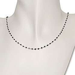 14k White Gold 6ct TDW Black Diamond Bead Necklace  