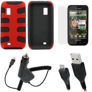 GTMax Red/Black Fishbone Snap on Rubberized Hard Cover Case + Car 