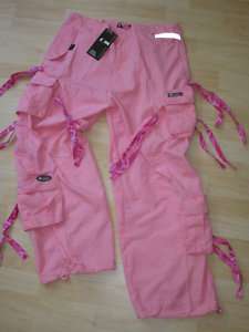 Pink Camo Contrast Cargo Parachute Pants SAMBA XS XL  