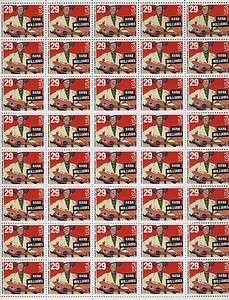 Hank Williams Full Sheet 40 x 29 Cent US Postage Stamps Scot # 2723 