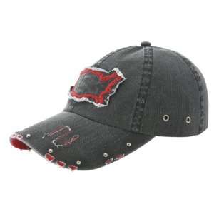  NEW LOW PROFILE TWILL VINTAGE WASHED BALL CAP BLACK/RED 