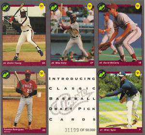 1991 Classic Baseball Draft Picks Uncut Promo Sheet  