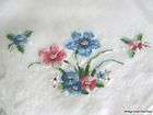   Fine PETITPOINT Embroidered ROMANTIC FLORALS Vintage Hand Rolled HANKY