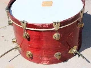 VINTAGE CAMCO OAKLAWN BASS DRUM FLOOR TOM AND STAND W/ RARE GOLD 