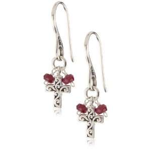   by Lois Hill Sapphire and Ruby Cross Fishhook Earrings Jewelry