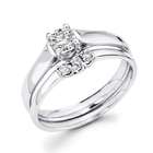   Diamond Engagement Bridal Rings Set Wedding Band 14k White Gold .45 CT