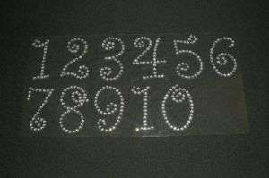 Numbers 2 inch Rhinestone Iron On Transfer Bling  