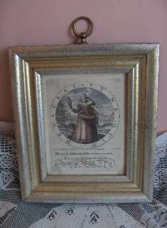 Framed Antique Book Plate 1700s Woman Shell Latin  
