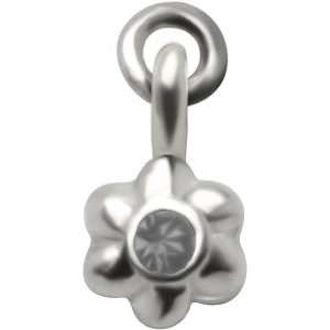  Tiny Cubic Zirconia Daisy Dangle  925 Sterling Silver Nose Ring 