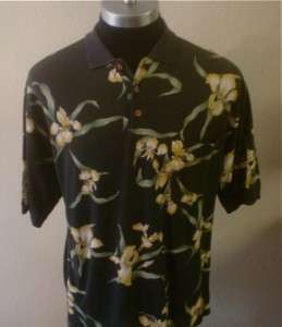   Mens Tommy Bahama Hawaiian Aloha Polo Camp 100% Cotton Shirt M Medium