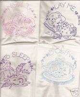 Quilt Blocks Embroidered Vintage Baby Prayer pink/blue  