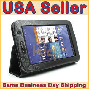 Black Folio Leather Case Cover Skin w/ Stand for Samsung Galaxy Tab 7 