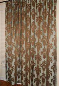 Beautiful Blue Brown cotton Drapes woven Ikat styled Curtains custom 