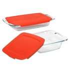 Pyrex Easy Grab 4 Piece Bakeware Set with Red Plastic Cover