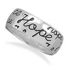   Polished Sterling Silver 8mm Band With Hope Around The Ring   Size 9