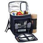 Picnic at Ascot Bold Picnic Cooler for 2 with Blanket, Navy & White