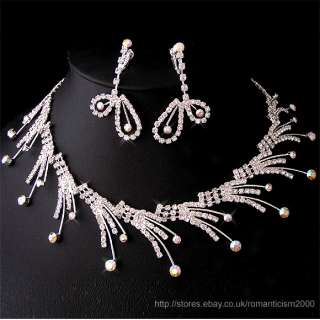 Wedding/Bridal crystal necklace earrings set S114  