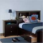 Prepac Sonoma Black Twin Wood Bookcase Headboard 2 Piece Bedroom Set