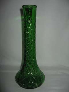 GREEN GLASS BUD VASE 9  