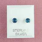 In Gifts Sterling Silver   5mm Blue Zircon CZ Earrings