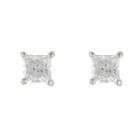 Cubic Zirconia 4MM Square Stud Earrings. Sterling Silver