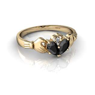   Gold Black Onyx Celtic Claddagh Ring  Jewels For Me Jewelry Gemstones