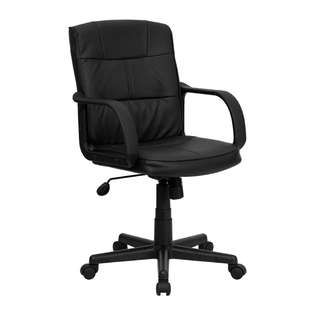 Offex Mid Back Black Leather Office Chair with Nylon Arms 