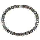   7mm Black Cultured Freshwater Pearl and Brass 17 inch Two Row Necklace