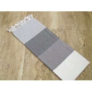  Pestemal Turkish Towel, 100% Cotton, White Gray DarkGray 