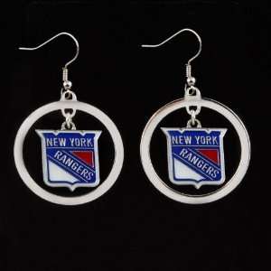  New York Rangers Floating Logo Hoop Earrings Sports 