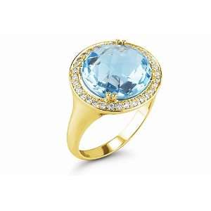   Topaz semi precious color stone and surrounded with pave set diamonds