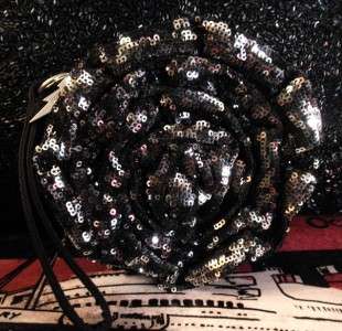   johnson black silver sequin rose wristlet tote betseyville handbag