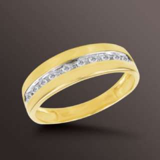 Mens Tutone 10k Gold Diamond Accent Wedding Band Ring