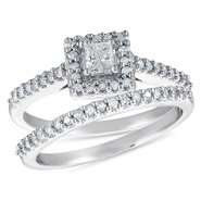   Together 10KW 1/2 cttw Diamond Princess Frame Bridal Set 