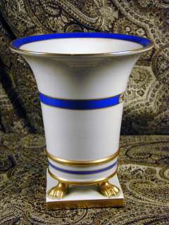 HEREND VASE Hungarian Porcelain blue and gold trim  