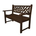   48 Recycled Chippendale Outdoor Patio Garden Bench   Chocolate Brown