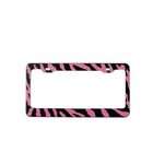 YS Automotive License Plate Frame Metal   Zebra Pink
