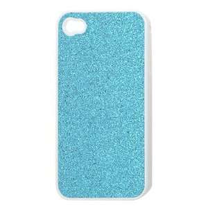 Gino Blue Glitter Powder Coated Plastic Back Case Cover for iPhone 4 