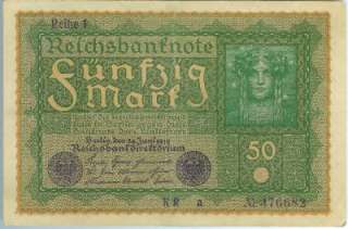 GERMANY, Empire 1919 50 Mark Reichsbanknote, About Unc  