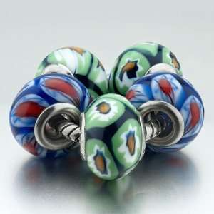 Green Blue Murano Glass Beads Bracelets (5 Pack )fits Pandora Charm 
