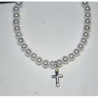 Collectibes Girls Bracelet with Silver Cross Charm & Pearls 6 Stretch