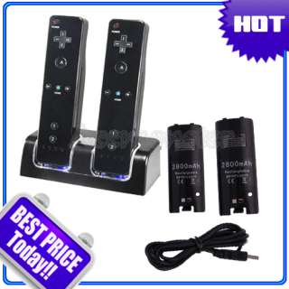   Black Remote Controller Charger+4x 2800mAh Battery for Wii(Sofa Shape