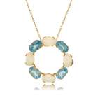 Necklaces Opal & Blue Topaz Pendant in Solid Yellow Gold   Circle