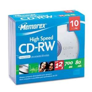    Memorex CD RW Discs, 700MB/80min, 12x, 10/Pack Electronics