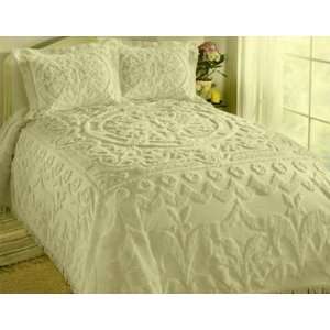  Chantilly Chenille Cotton Queen Bedspread Ecru (Ivory 